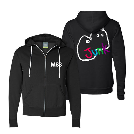 M83 Black Flump Outline Zip Hoodie